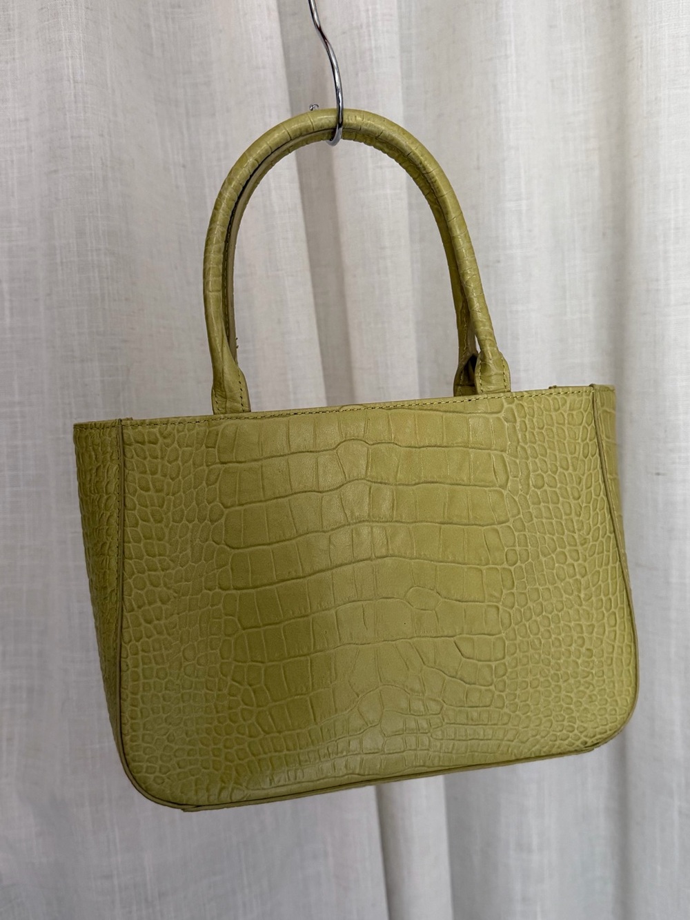 Express Olive Croc-Embossed Mini Tote Bag